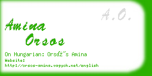 amina orsos business card